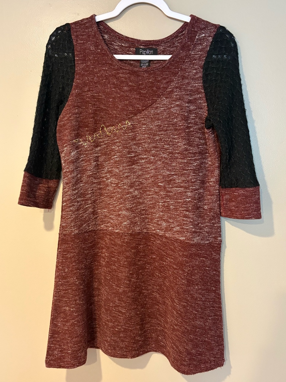 3/$25 patchwork colour block open knit tunic  shift dress crafty whimsical